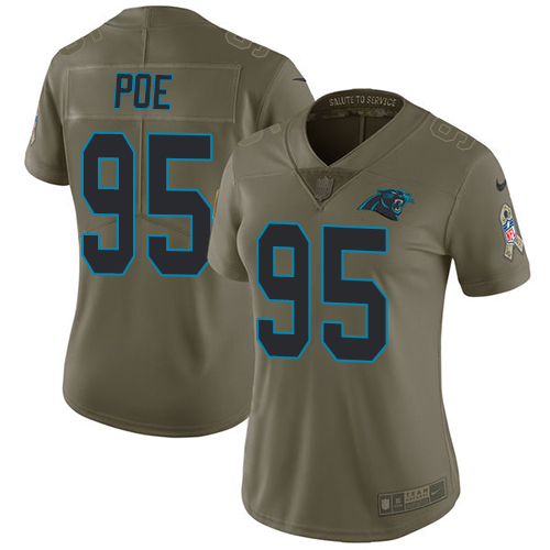 Nike Panthers #95 Dontari Poe Olive Women's Stitched NFL Limited Salute to Service Jersey